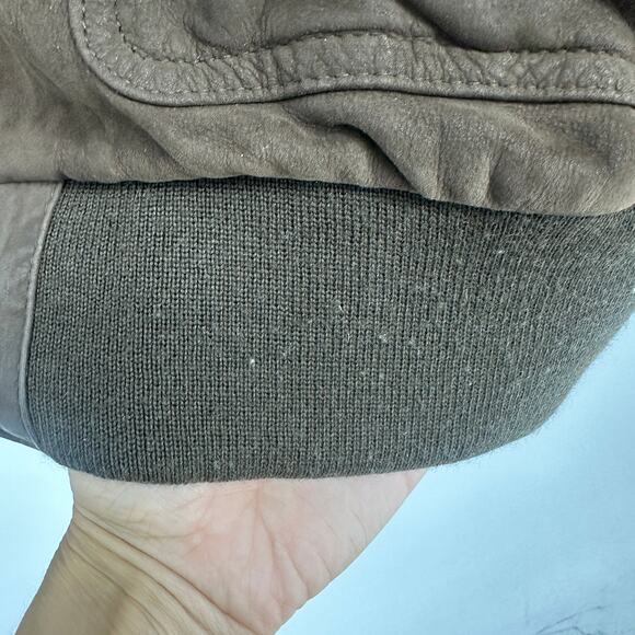 Vintage Gap leather bomber jacket size large brown 90's classic Y2k zip snap - Picture 8 of 11